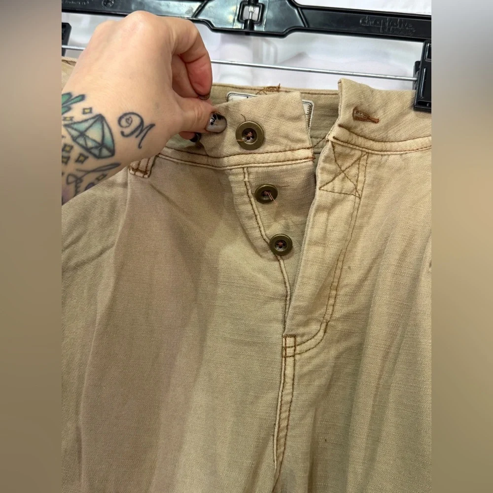 Free People Tan Cropped Utility Pants